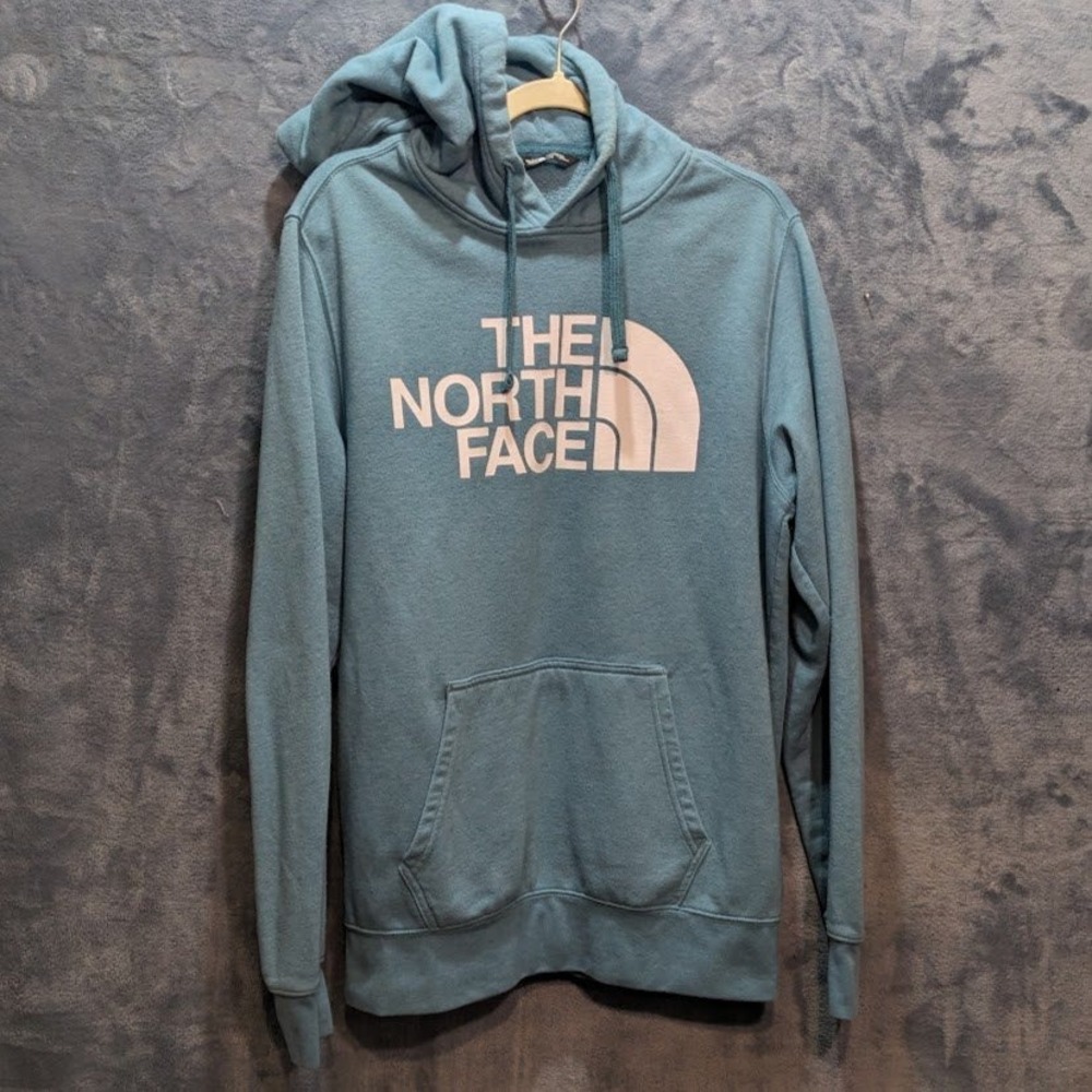 The North Face Mens Half Dome Pullover Hoodie Teal Blue Logo Sweatshirt L SP19